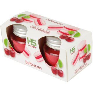 Duftkerze im Glas „Macaron“ Cherry fruchtig & süß 2er-Pack