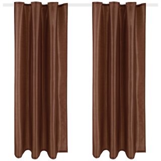 2er Pack Gardine Blickdicht Alessia mit Universalband 140x145cm braun