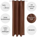 2er Pack Gardine Blickdicht Alessia mit Universalband 140x145cm braun