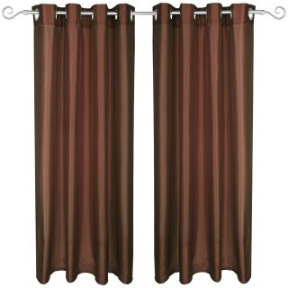 2er Pack Gardine Blickdicht Alessia mit Ösen 140x145cm braun