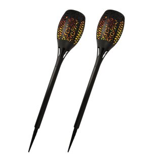 LED Solar Fackel im Flammeneffekt mit Erdspieß 2er-Pack