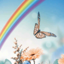 7 Tage Brenner mit Motiv ( Weiß ) - Schmetterling Regenbogen