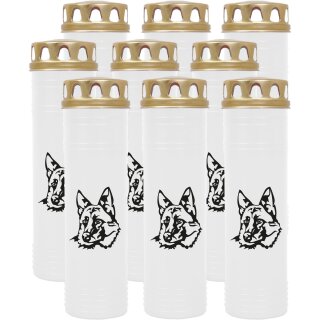 7 Tage Brenner mit Tier-Motiv (Weiß) - 9er Pack Hund Schäferhund