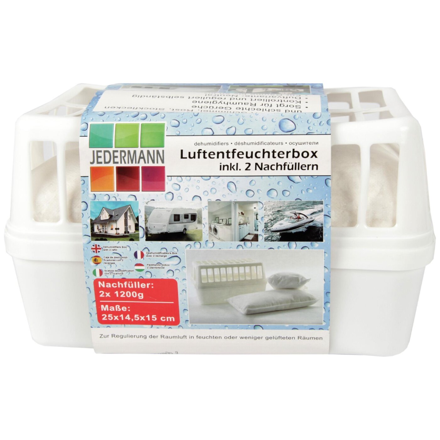 Luftentfeuchterbox inkl. 2 Nachfüller (2x1200g)