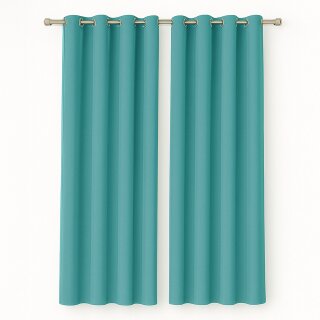 Gardinenschal Ellen blickdicht mit Ösen 2er Pack 140x145 cm Türkis