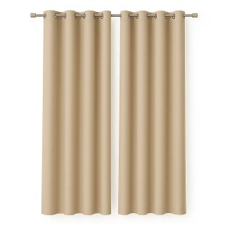 Gardinenschal Ellen blickdicht mit Ösen 2er Pack 140x145 cm Beige