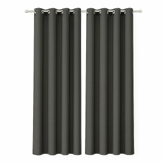 Gardinenschal Ellen blickdicht mit Ösen 2er Pack 140x225 cm Anthrazit