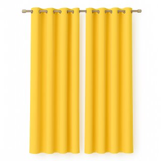 Gardinenschal Ellen blickdicht mit Ösen 2er Pack 140x225 cm Gelb