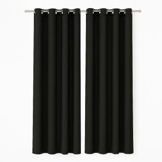 Gardinenschal Ellen blickdicht mit Ösen 2er Pack 140x245 cm Schwarz
