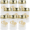 48h Brenner mit Motiv (Weiß) - 9er Pack 2 Herzen (Gold)