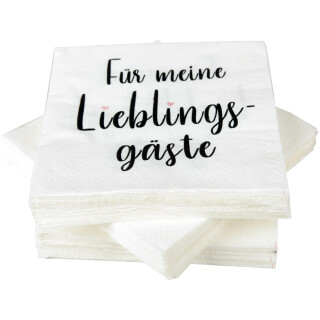 Servietten 33x33cm, 1/4 Falz, 3-lagig, 100er Pack - Lieblingsgäste