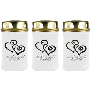 40h Brenner mit Motiv (Weiß) - 3er Pack 2 Herzen (Schwarz)