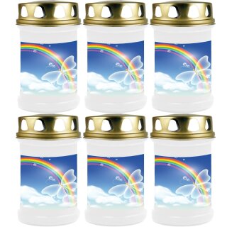 40h Brenner mit Motiv (Weiß) - 6er Pack Schmetterling Blau