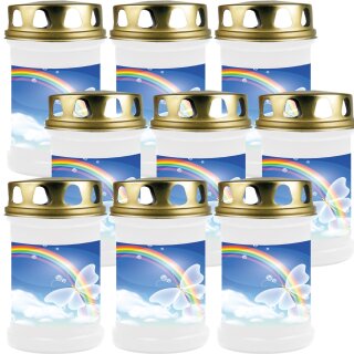 40h Brenner mit Motiv (Weiß) - 9er Pack Schmetterling Blau