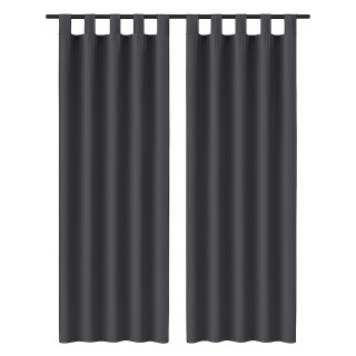 Gardinenschal Ellen blickdicht mit Schlaufen 2er Pack 140x145 cm Schwarz
