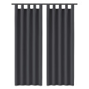 Gardinenschal Ellen blickdicht mit Schlaufen 2er Pack 140x145 cm Schwarz