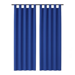 Gardinenschal Ellen blickdicht mit Schlaufen 2er-Pack Blau 140x175 cm