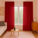 Dekoschal Ellen Universalband Blickdicht 2er-Pack Rot 140x145 cm