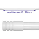 Gardinenstange "Modern" 115-200cm ausziehbar inkl. Zubehör Weiß