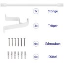 Gardinenstange "Modern" 115-200cm ausziehbar inkl. Zubehör Weiß