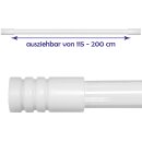 Gardinenstange "Modern" 115-200cm ausziehbar inkl. Zubehör Weiß