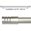 Gardinenstange "Modern" 115-200cm ausziehbar inkl. Zubehör Silber
