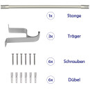 Gardinenstange "Modern" 115-200cm ausziehbar inkl. Zubehör Silber