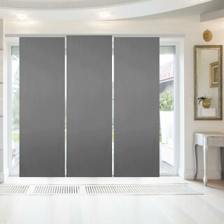 Flächenvorhang Ellen mit Klettband, Paneelwagen und Schleuderstab 60x245cm 3er Pack - Anthrazit