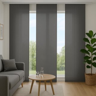 Flächenvorhang Schiebegardine Ellen mit Paneelwagen und Schleuderstab 60x245cm 3er Pack Anthrazit