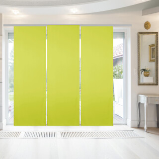Flächenvorhang Ellen mit Klettband, Paneelwagen und Schleuderstab 60x245cm 3er Pack - Grün