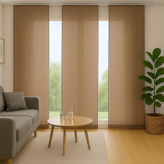 Flächenvorhang Schiebegardine Ellen mit Paneelwagen und Schleuderstab 60x245cm 3er Pack Hellbraun