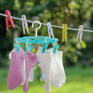 2er-Pack Socken-Wäscheständer, drehbarer Wäscheständer, windfester Haken-Aufhänger,  hängende Wäschesocken, tragbarer Wäscheständer, für Unterwäsche, Socken,  Kleidung.
