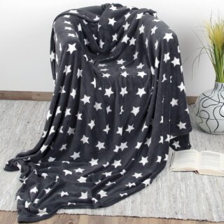 Kuscheldecke mit Sternen Anthrazit 150x200 cm