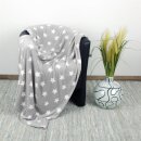 Kuscheldecke mit Sternen Hellgrau 180x220 cm