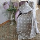 Kuscheldecke-Kissen Set - Sterne "Hellgrau" 150x200cm