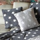 Kuscheldecke-Kissen Set - Sterne "Hellgrau" 150x200cm