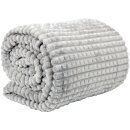 Kuscheldecke-Kissen Set - Jacquard-Flannel "Hellgrau" 150x200cm
