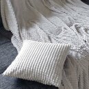 Kuscheldecke-Kissen Set - Jacquard-Flannel "Hellgrau" 150x200cm