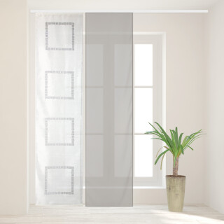 Schiebegardinen Vivess 60x245cm - 2er Pack (Weiß - Grau)