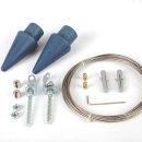 Seilspanngarnitur 5m, Kegel in Holz Blau, individuell kürzbar