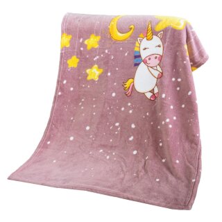 Babydecke Fleecedecke samtweich 75x100 cm Einhorn