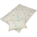 Kinderbettwäsche 2-teilig Baumwolle 100x135/40x60cm Sterne Grau