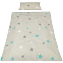 Kinderbettwäsche 2-teilig Baumwolle 100x135/40x60cm Sterne Grau