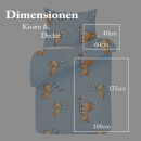 Kinderbettwäsche 2-teilig Baumwolle 100x135/40x60cm Bärchen Blau