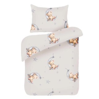 Kinderbettwäsche 2-teilig Baumwolle 100x135/40x60cm Bärchen Beige