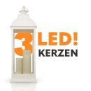 Laterne (weiß) mit 3 LED Kerzen - 71cm hoch