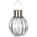 Solar LED Kugel-Lampe ( Lampion ) zum Aufhängen 14,5 x 10cm - Transparent