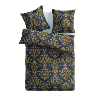 Bettwäsche-Set 2-teilig Satin-Baumwolle 135x200/80x80cm Ornament Anthrazit / Orange