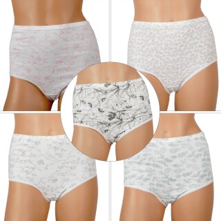 Damen Baumwoll Hüftslip 5er Pack bedruckt M / 40-42 Blumen - Print