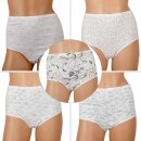 Damen Baumwoll Hüftslip 5er Pack bedruckt L / 44-46 Blumen - Print
